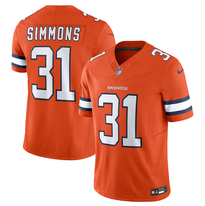 Men's Denver Broncos #31 Justin Simmons Orange 2023 F.U.S.E. Vapor Untouchable Stitched Jersey